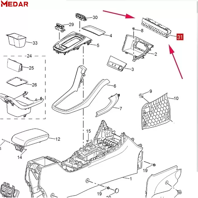 MG ZS Center Console Switch,10703152,MG auto parts supplier